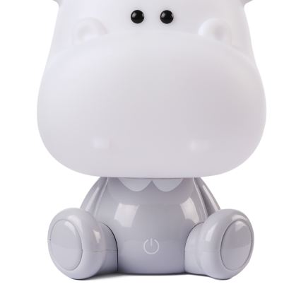 ONLI - Димируема LED детска нощна лампичка PUPPIES LED/3W/230V 25 см хипопотам/сив