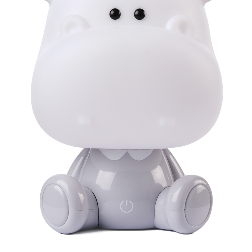 ONLI - Димируема LED детска нощна лампичка PUPPIES LED/3W/230V 25 см хипопотам/сив
