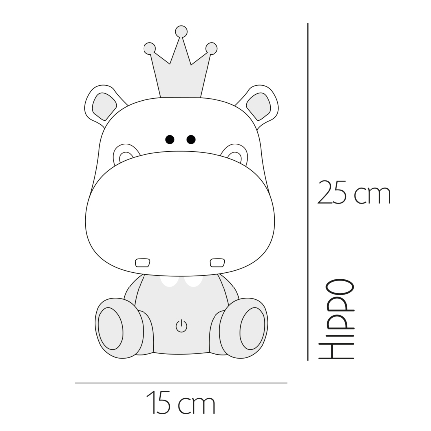 ONLI - Димируема LED детска нощна лампичка PUPPIES LED/3W/230V 25 см хипопотам/сив