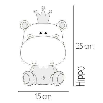 ONLI - LED детска нощна лампа с регулируема яркост PUPPIES LED/3W/230V 25 cm хипопотам/зелена