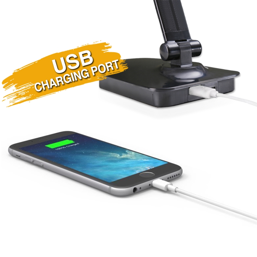 ONLI - LED Димируема настолна лампа с USB порт DESKI LED/7W/230V 4000K черен