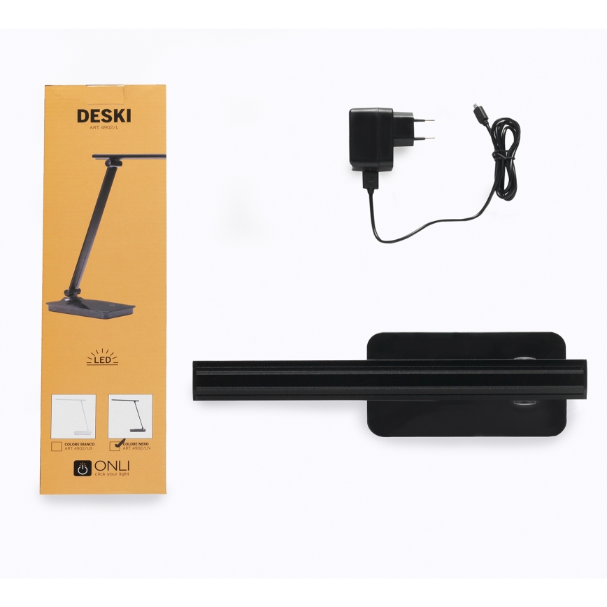 ONLI - LED Димируема настолна лампа с USB порт DESKI LED/7W/230V 4000K черен