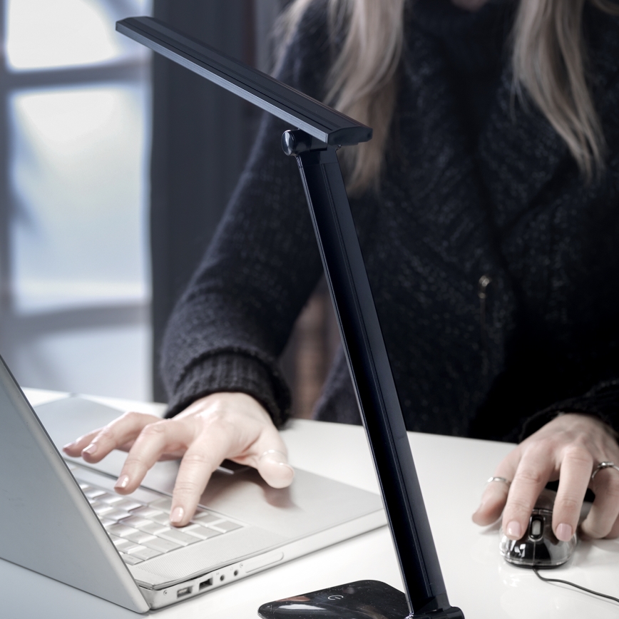 ONLI - LED Димируема настолна лампа с USB порт DESKI LED/7W/230V 4000K черен