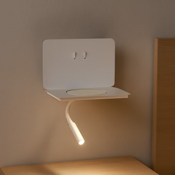 ONLI - LED гъвкава настолна лампа с рафт WIK LED/6,5W/230V + LED/3W бяла