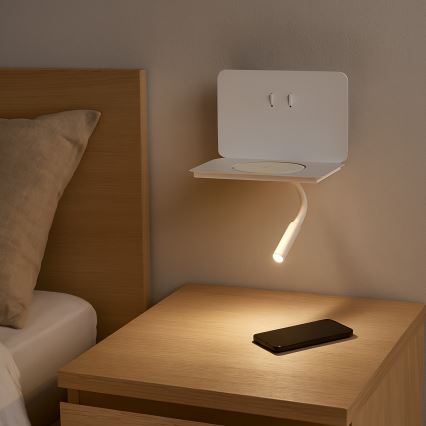 ONLI - LED гъвкава настолна лампа с рафт WIK LED/6,5W/230V + LED/3W бяла