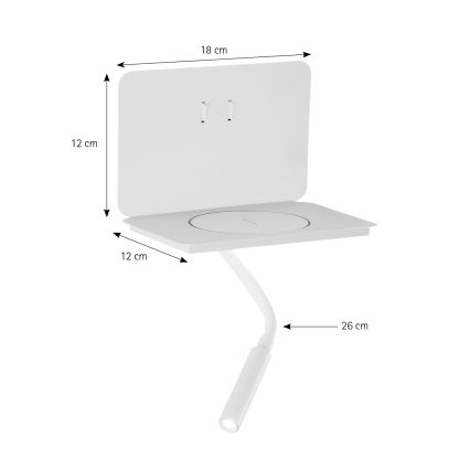 ONLI - LED гъвкава настолна лампа с рафт WIK LED/6,5W/230V + LED/3W бяла