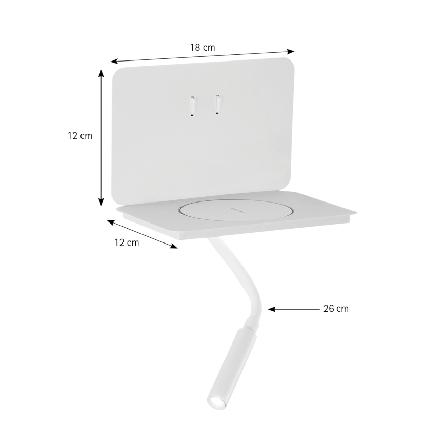 ONLI - LED гъвкава настолна лампа с рафт WIK LED/6,5W/230V + LED/3W бяла