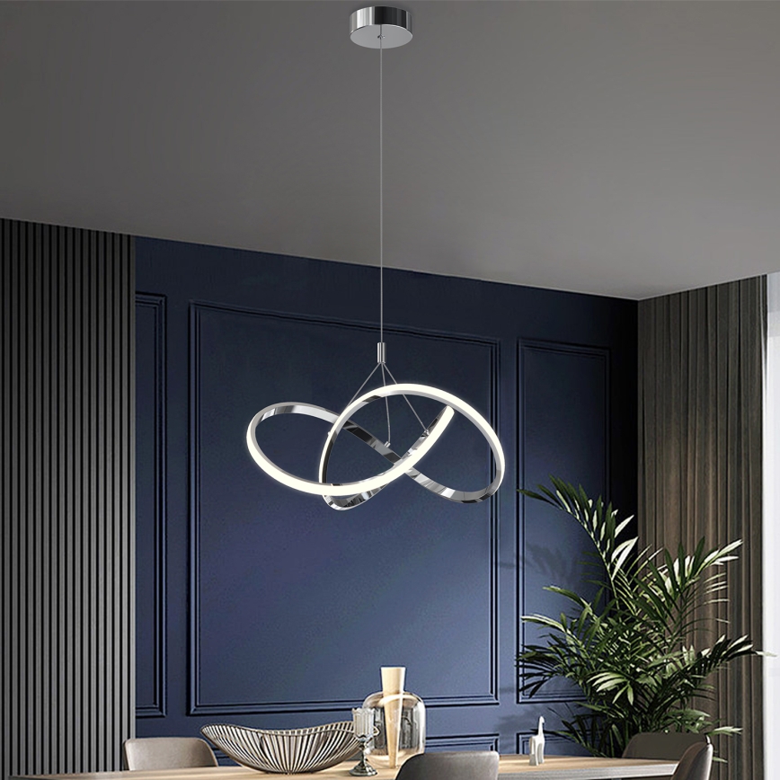 ONLI - LED Пендел LOOP LED/40W/230V 4000K лъскав хром