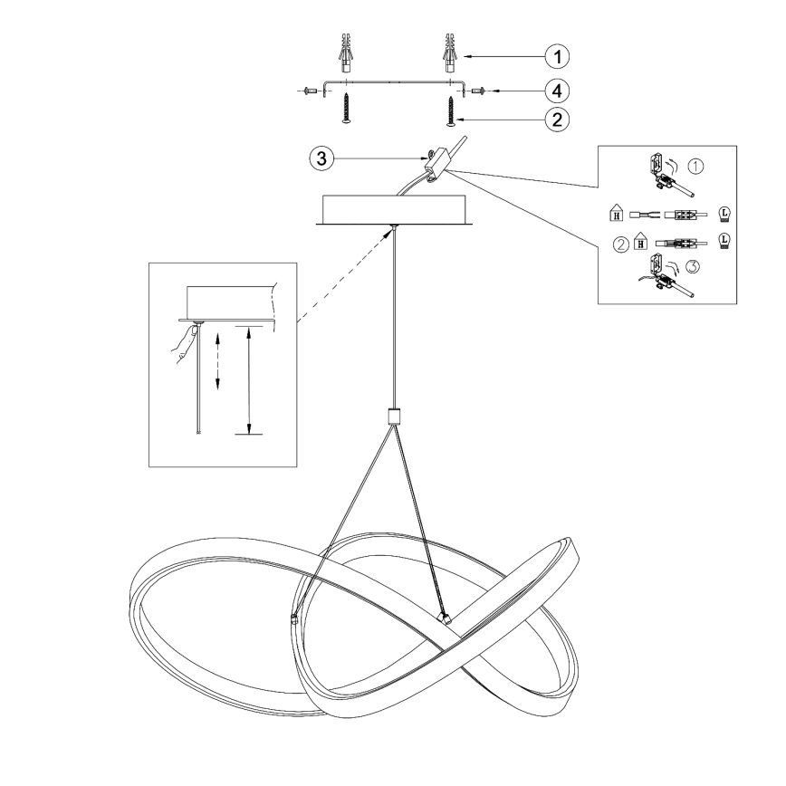 ONLI - LED Пендел LOOP LED/40W/230V 4000K лъскав хром