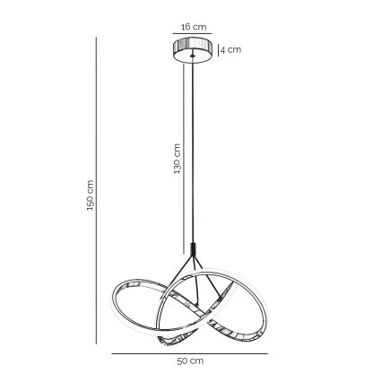 ONLI - LED Пендел LOOP LED/40W/230V 4000K лъскав хром