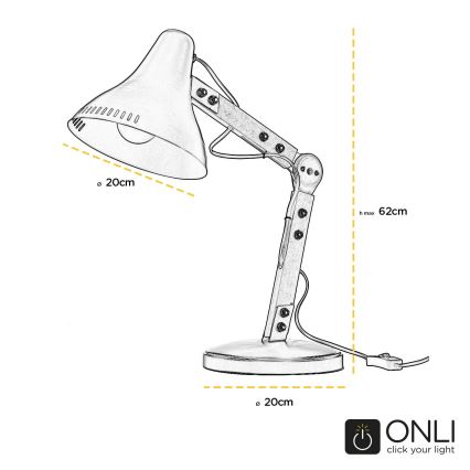 ONLI - Настолна лампа ARCHITETTO 1xE27/22W/230V 62 см сив/кафяв