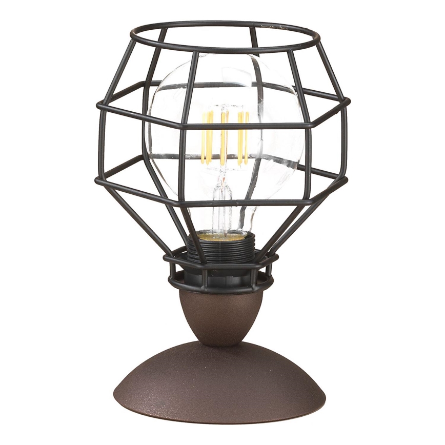 ONLI - Настолна лампа ПАЯК 1xE27/15W/230V 23 cm черен/кафяв