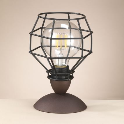 ONLI - Настолна лампа ПАЯК 1xE27/15W/230V 23 cm черен/кафяв