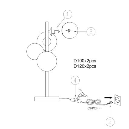 ONLI - Настолна лампа PALOMA 4xG9/10W/230V 48 см златист