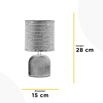 ONLI - Настолна лампа SHELLY 1xE27/22W/230V сив 28 см