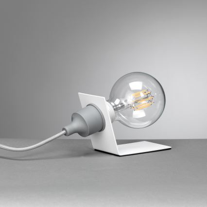 ONLI - Настолна лампа WIRE 1xE27/15W/230V 9 см сив/бял