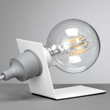 ONLI - Настолна лампа WIRE 1xE27/15W/230V 9 см сив/бял