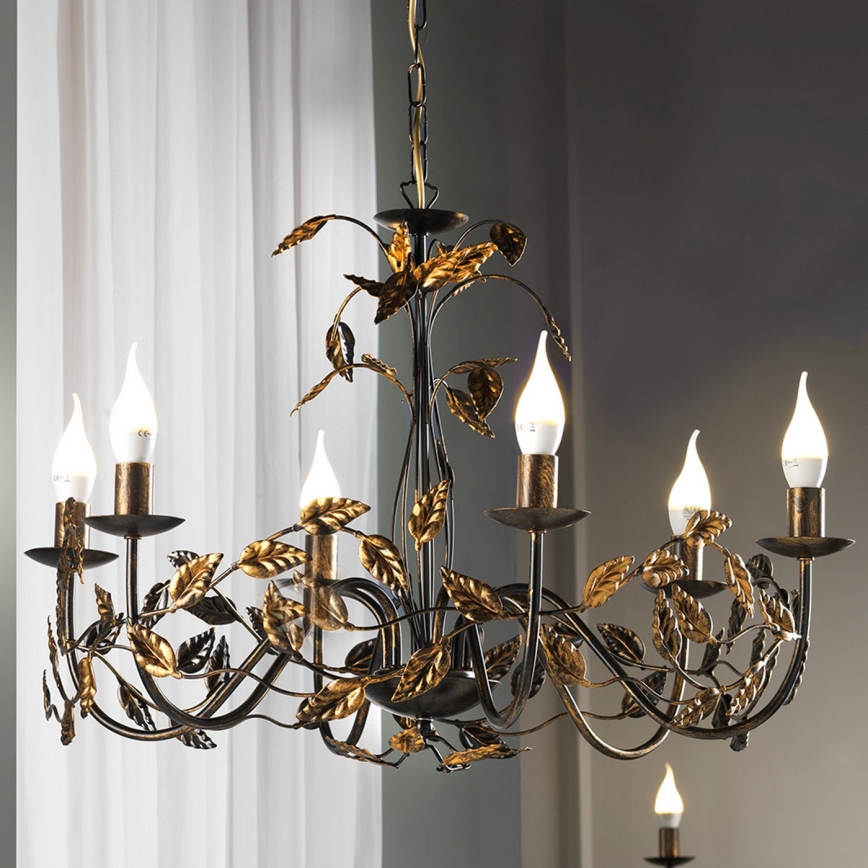 ONLI - Пендел COLLANA 6xE14/6W/230V бронзов/златист