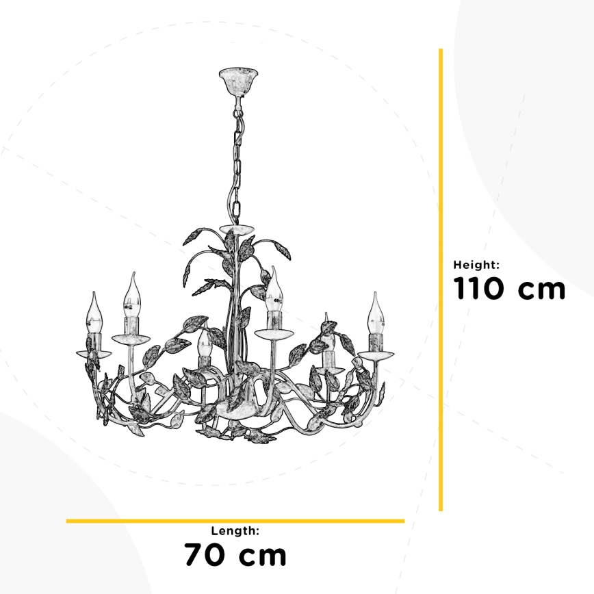 ONLI - Пендел COLLANA 6xE14/6W/230V бронзов/златист