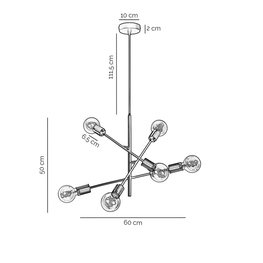 ONLI - Пендел CROSS 6xE27/22W/230V черен/месинг