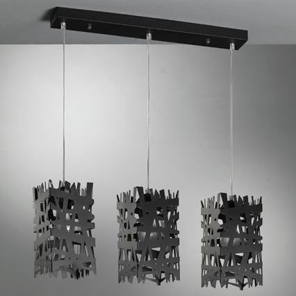 ONLI - Пендел FORESTA 3xE27/15W/230V черен