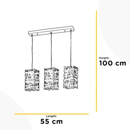ONLI - Пендел FORESTA 3xE27/15W/230V черен