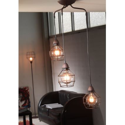 ONLI - Пендел ПАЯК 3xE27/15W/230V черен/кафяв