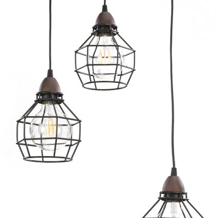 ONLI - Пендел ПАЯК 3xE27/15W/230V черен/кафяв