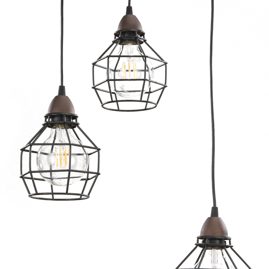 ONLI - Пендел ПАЯК 3xE27/15W/230V черен/кафяв