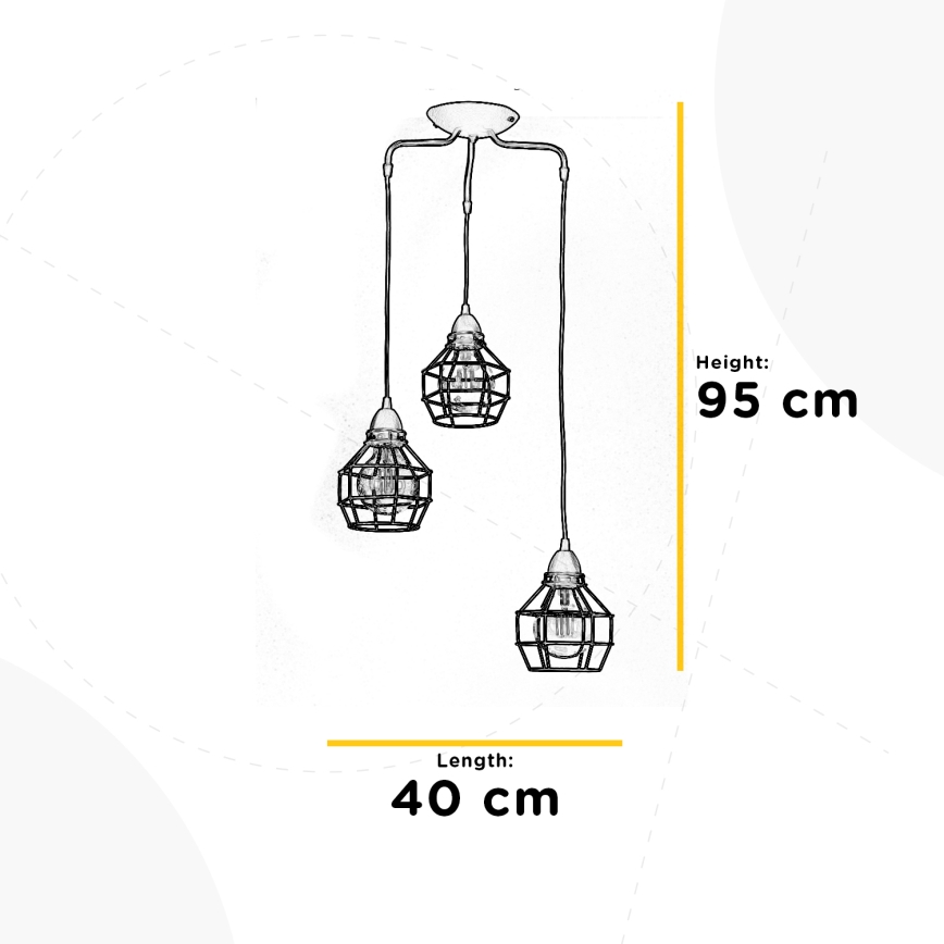 ONLI - Пендел ПАЯК 3xE27/15W/230V черен/кафяв