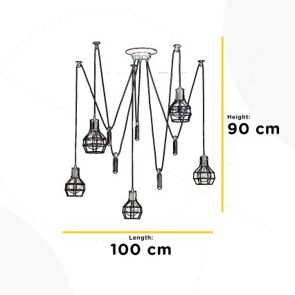 ONLI - Пендел ПАЯК 5xE27/15W/230V паяк черен