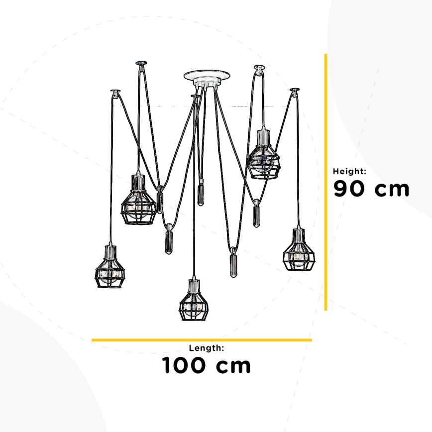 ONLI - Пендел ПАЯК 5xE27/15W/230V паяк черен