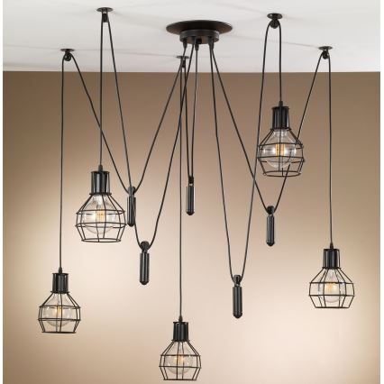 ONLI - Пендел ПАЯК 5xE27/15W/230V паяк черен