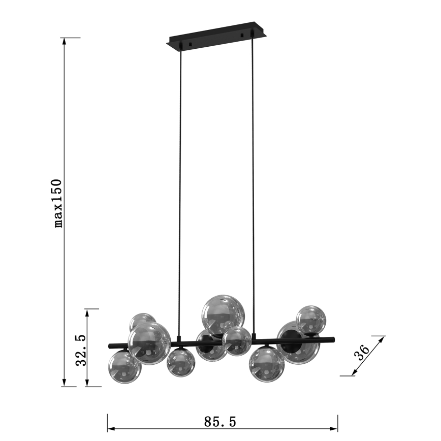 ONLI - Пендел PALOMA 10xG9/10W/230V черен/опушен