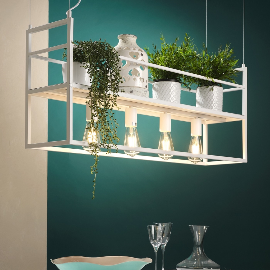 ONLI - Пендел с рафт JEFFER 4xE27/22W/230V бял