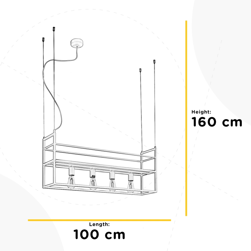 ONLI - Пендел с рафт JEFFER 4xE27/22W/230V бял