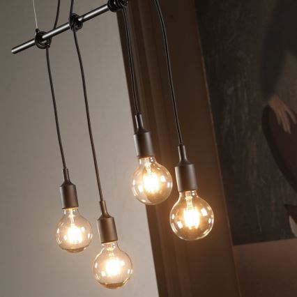 ONLI - Пендел WIRE 4xE27/15W/230V черен