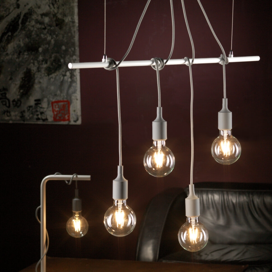 ONLI - Пендел WIRE 4xE27/15W/230V сив/бял