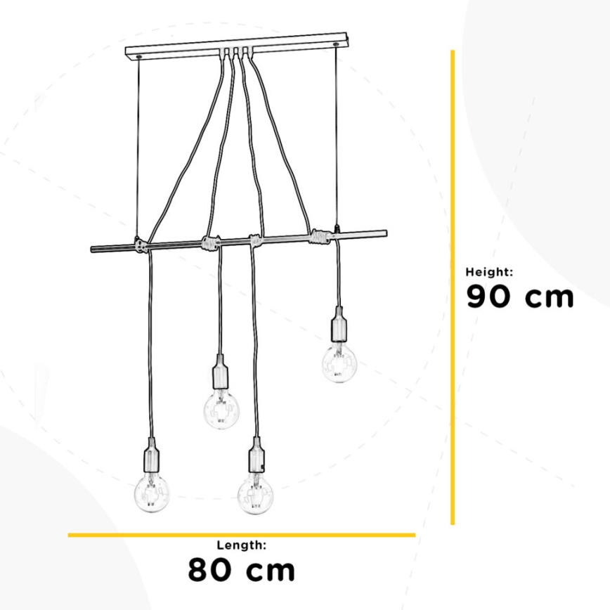 ONLI - Пендел WIRE 4xE27/15W/230V сив/бял