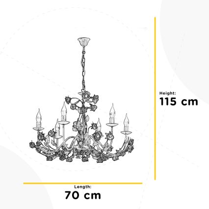 ONLI - Полилей на верига CAROLINA 6xE14/6W/230V бронзов
