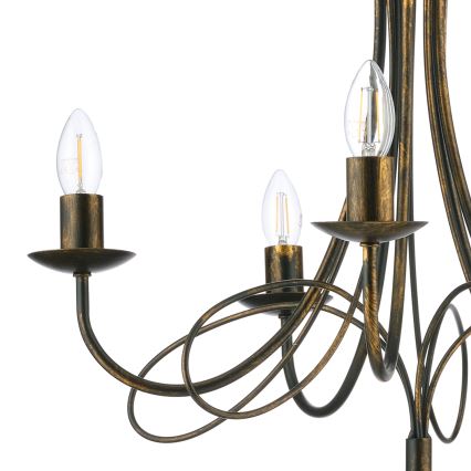 ONLI - Полилей на верига MILVIA 5xE14/6W/230V бронзов