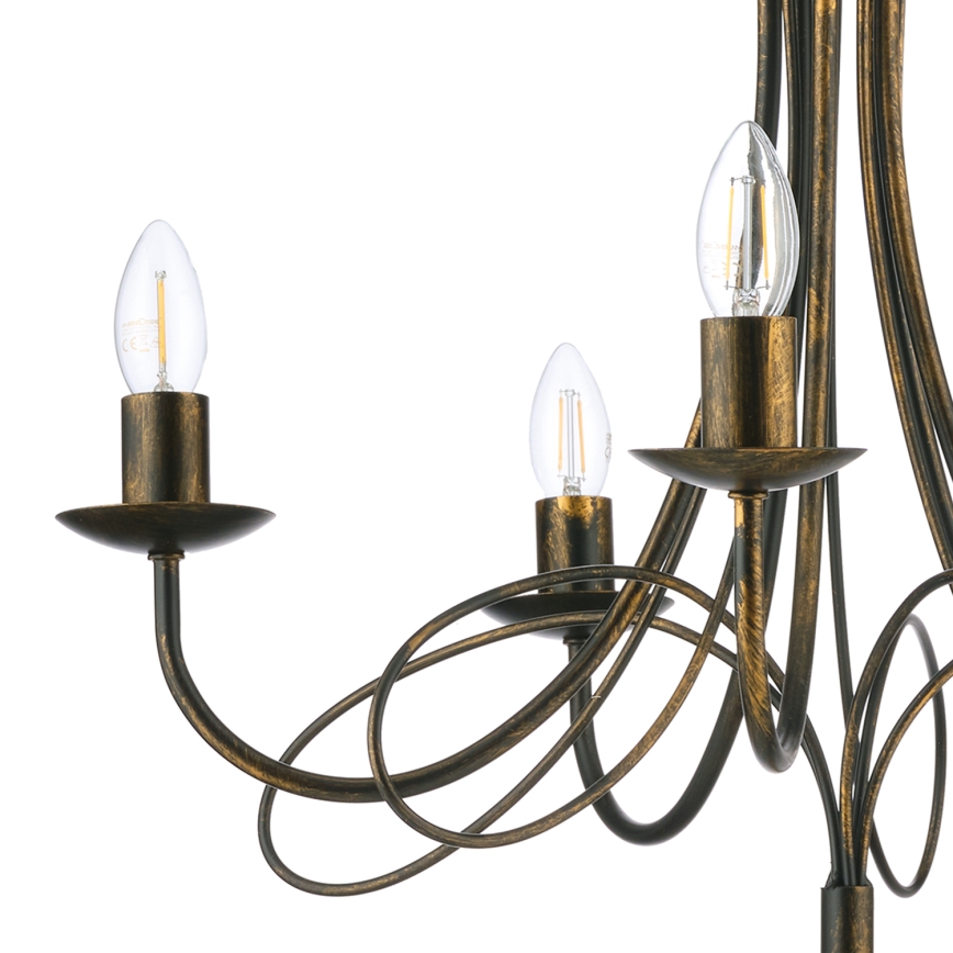 ONLI - Полилей на верига MILVIA 5xE14/6W/230V бронзов