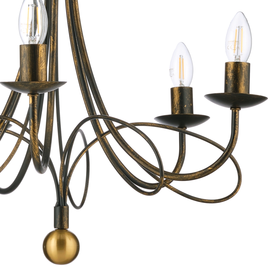 ONLI - Полилей на верига MILVIA 5xE14/6W/230V бронзов