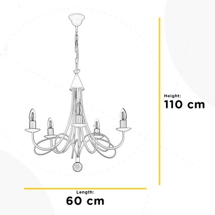 ONLI - Полилей на верига MILVIA 5xE14/6W/230V бронзов
