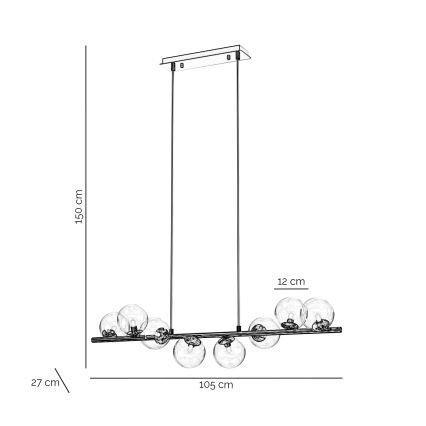 ONLI - Полилей на кабел KIMBERLY 8xG9/6W/230V лъскав хром