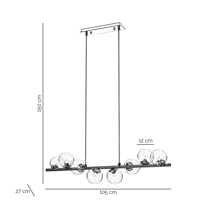 ONLI - Полилей на кабел KIMBERLY 8xG9/6W/230V лъскав хром