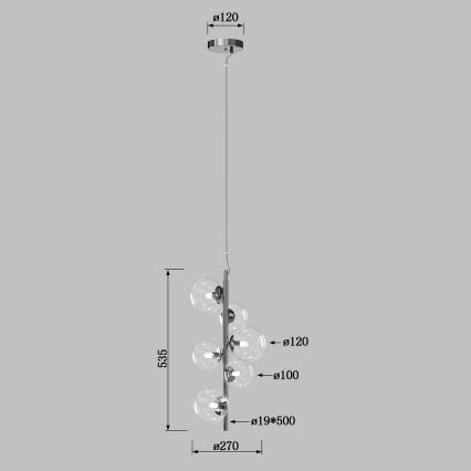 ONLI - Висящ полилей на кабел KIMBERLY 6xG9/6W/230V лъскав хром