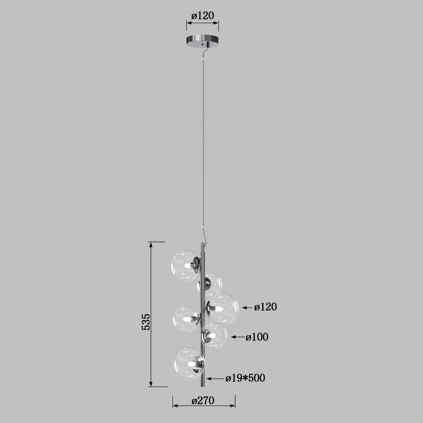 ONLI - Висящ полилей на кабел KIMBERLY 6xG9/6W/230V лъскав хром