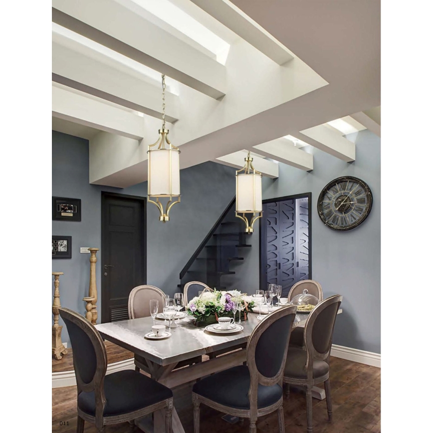 Open Design OR80568 - Полилей на верига LUNGA 1xE27/15W/230V месинг/бял