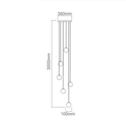 Open Design OR80636 - Полилей на кабел OTA 6xG9/8W/230V черен